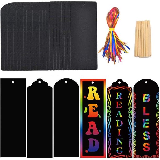 30pcs Scratch Art Bookmarks For Kids, 3 Style Magic Rainbow DIY ...